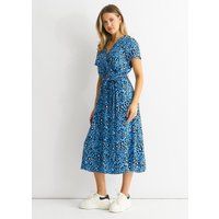 Midikleid mit Wickeloptik und Tiermuster