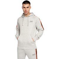 Graumelierter Kapuzenpullover mit Streifen
