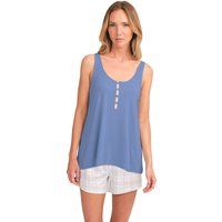 Ärmelloses Damen-Pyjama-Set mit Knöpfen