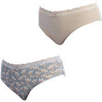 Damen Baumwoll Hipster Slip mit Spitzenbesatz
