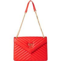 Gesteppte Klappen-Schultertasche mit Kette