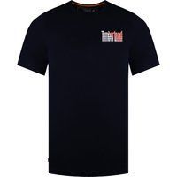 Marineblaues Baumwoll-T-Shirt mit Logo-Grafik