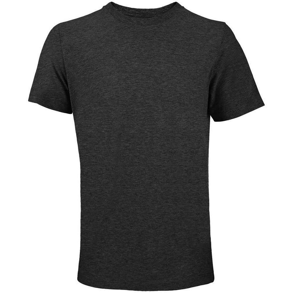 Unisex meliertes anthrazitfarbenes T-Shirt mit Rundhalsausschnitt