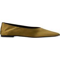 Goldene Mules aus Satin mit spitzer Zehe