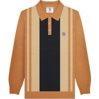 Gestreiftes Langarm-Strickpoloshirt
