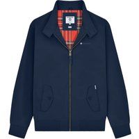 Marineblaue Harrington-Jacke mit Tartanfutter