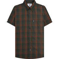 Kurzärmliges kariertes Button-Down-Hemd