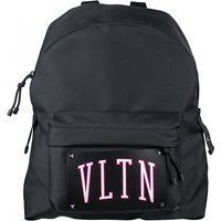 Minimalistischer schwarzer Nylonrucksack VLTN Logo