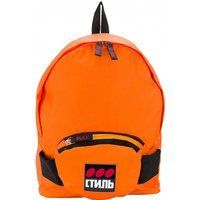 Orangefarbener Stoffrucksack mit Logo-Patch