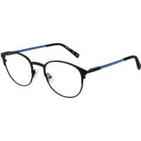 Runde Metallbrille mit blauen Bügeln