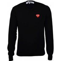 V-Ausschnitt Strickpullover mit Herzlogo