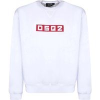 Weißes Sweatshirt mit Grafiklogo und Rundhalsausschnitt