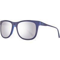 Sonnenbrille mit eckigem Rahmen und silbernen Gläsern
