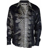 Seidenhemd mit Zebra-Print, lange Ärmel