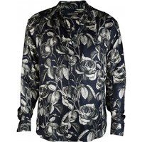 Seidenhemd mit Zebra-Print, lange Ärmel