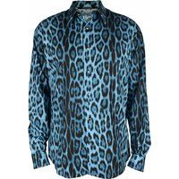 Elektrisches Blau Jaguar Muster Hemd
