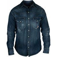 Distressed Denim Hemd im Western-Stil