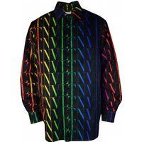Übergroße Hemdjacke mit Regenbogen-VLTN-Logo