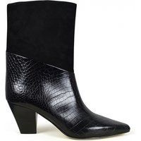 Schwarze Stiefeletten mit Krokoprägung