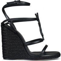 Schwarze Espadrille-Wedges mit Knöchelriemen