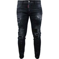 Schwarze Skater Jeans mit Distressed-Waschung