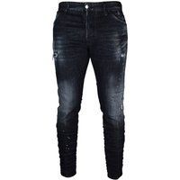 Schwarze Slim-Fit Jeans mit Destroyed-Effekten