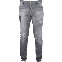 Graue Slim Fit Jeans im Used-Look