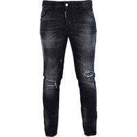 Schwarze Skater-Jeans mit Distressed-Effekt