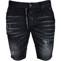 Schwarze Denim Shorts im Used-Look