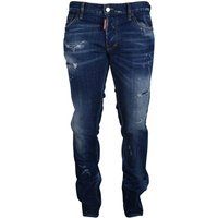 Jeans mit Distressed-Effekt und Knopfleiste