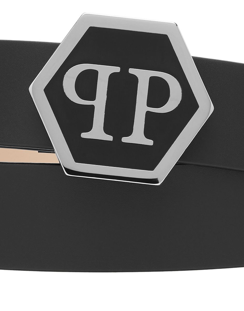 Ledergürtel mit Hexagon-Logo