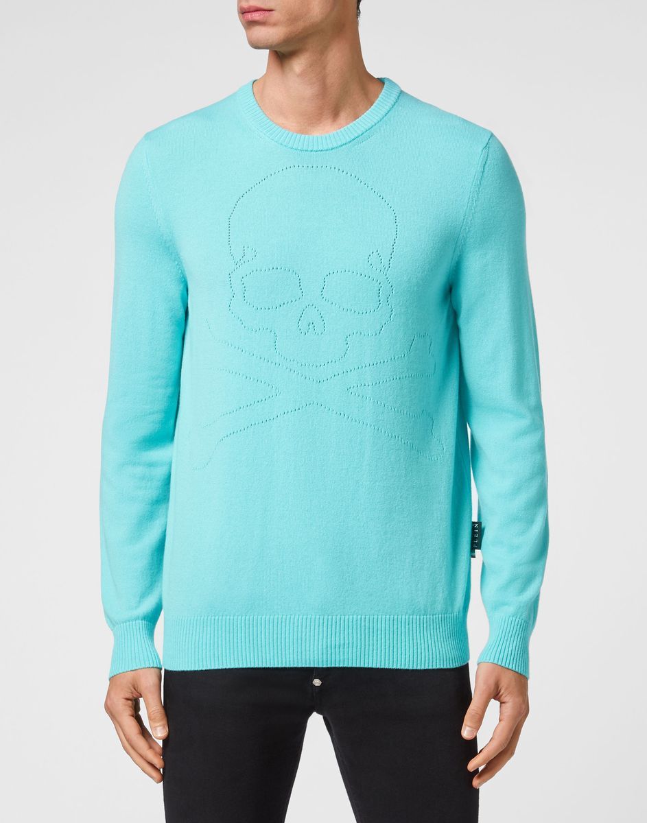 Kaschmirpullover mit Totenkopfmuster