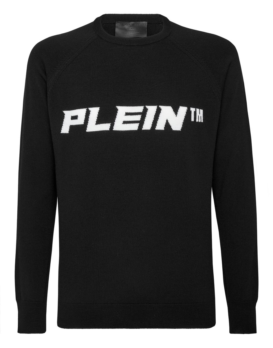 Wollpullover mit grafischer Logo-Intarsie