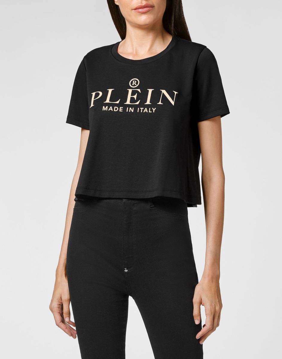 Kurzes T-Shirt mit Logo