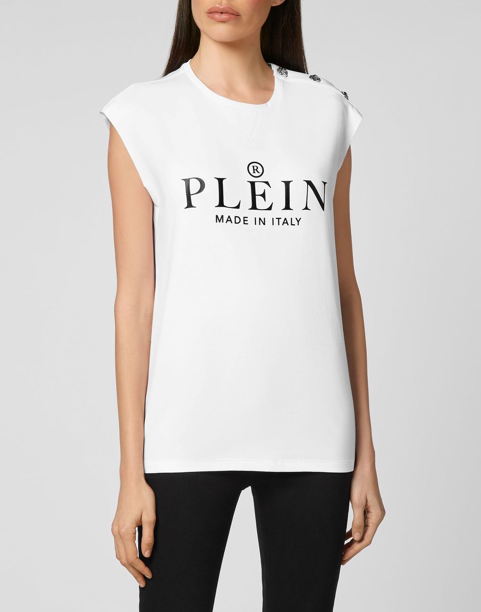 Kurzes T-Shirt mit Logo