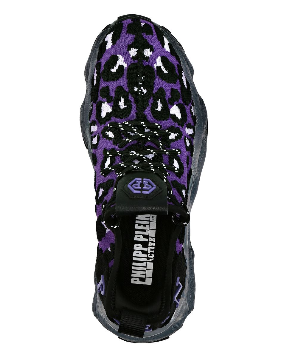 Leopard-Print Strick-Runner Sneaker