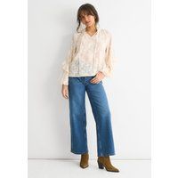 Elegante Creme Blumen Jacquard Bluse