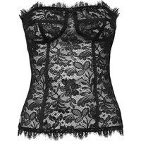 Schwarzes florales Spitzen-Korsett-Bustier-Top