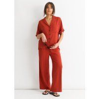 Rostfarbenes, übergroßes Kurzarm-Shirt-Top