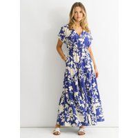 Blaues Maxikleid mit Blumenmuster