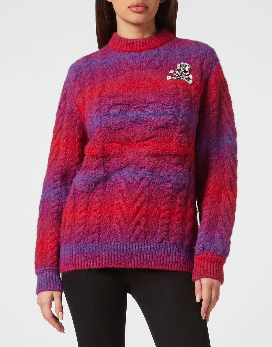 Zopfstrickpullover aus Alpakawollmischung