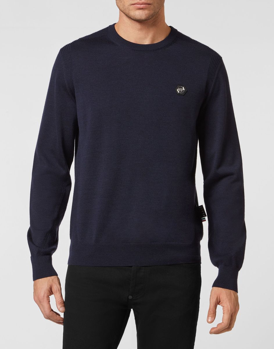 Baumwollstrickpullover mit ikonischem Logo