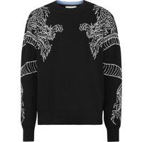 Drachenbestickter Strickpullover aus Wolle