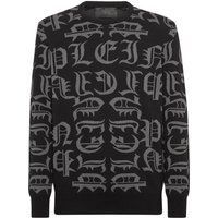 Gothic Letter Jacquard Strickpullover