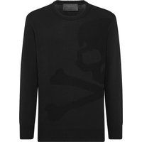 Jacquard Strickpullover mit Totenkopfmuster