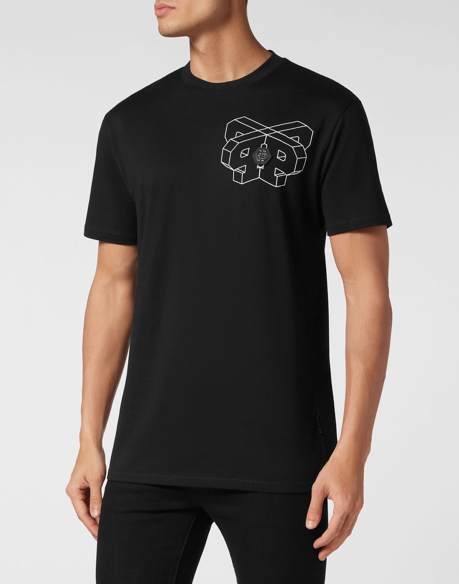 Verziertes Logo Baumwolljersey T-Shirt