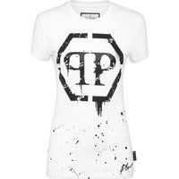 Weißes Grafik-T-Shirt mit Strass-Logo