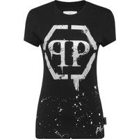 Weißes Grafik-T-Shirt mit Strass-Logo