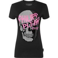 Totenkopf Grafik Strass verziert T-Shirt