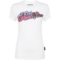Graffiti Strassbesetztes Slim Fit T-Shirt